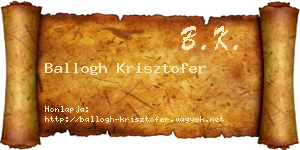Ballogh Krisztofer névjegykártya